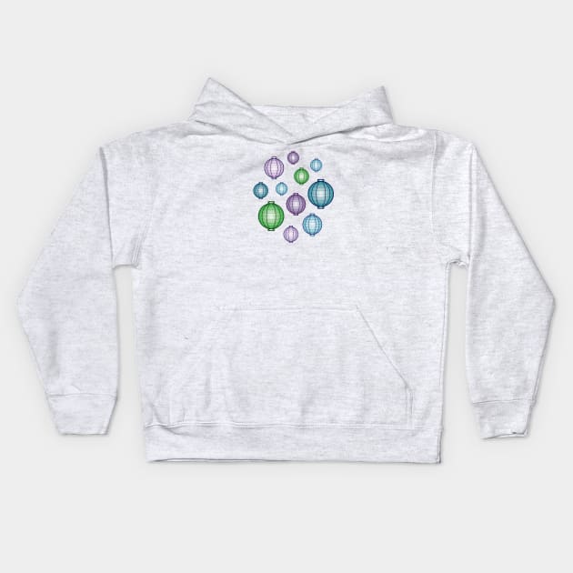 Lanterns | Mid Autumn Festival | Green Purple Blue Kids Hoodie by Wintre2